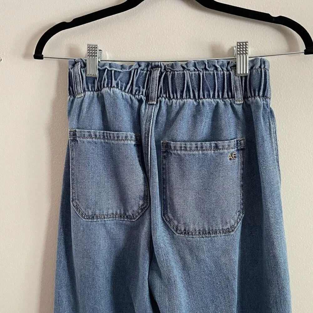 American Eagle Women 0 Blue Medium Wash Denim Highest Rise Baggy Mom Jeans - Picture 7 of 10